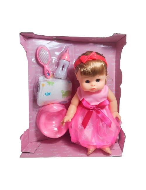 Muñeca Vestido Bacinilla Tetero Peine + Pañal Juguete Niñas