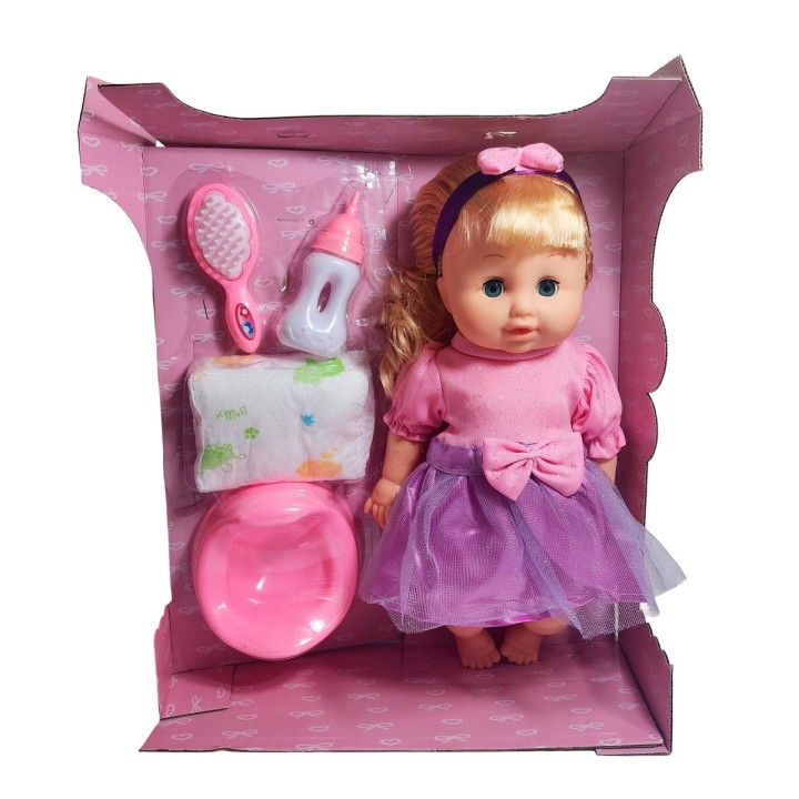 Muñeca Vestido Peine Bacinilla Tetero + Pañal Juguete Niñas
