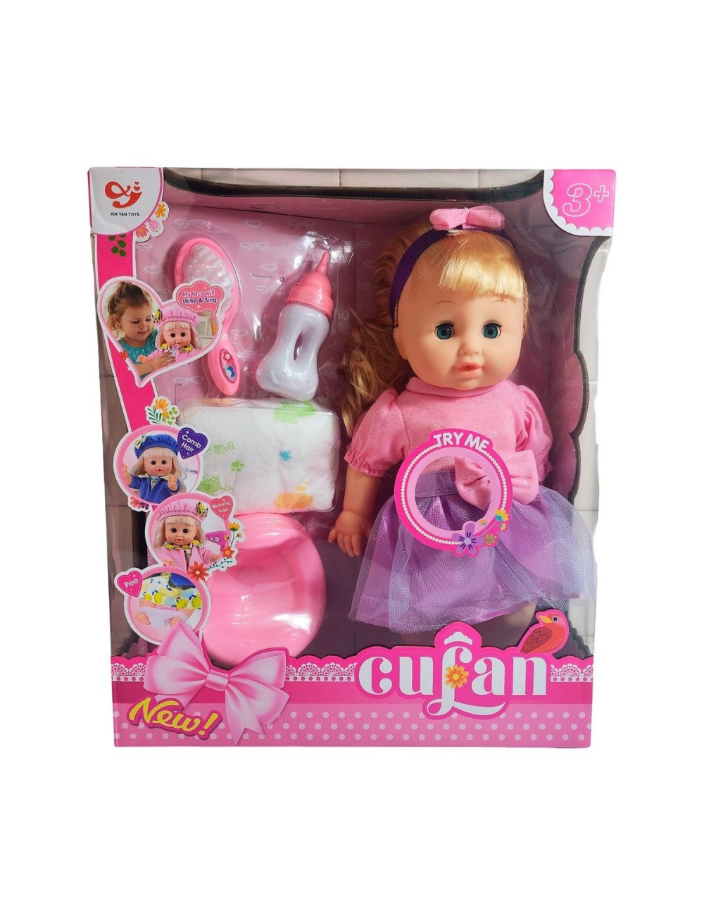 Muñeca Vestido Peine Bacinilla Tetero + Pañal Juguete Niñas