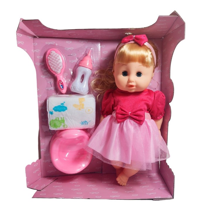 Muñeca Vestido Peine Bacinilla Tetero + Pañal Juguete Niñas
