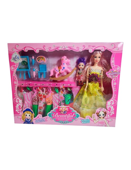 Muñeca Con Vestidos Con Hija Y Caballo Accesorios Juguete