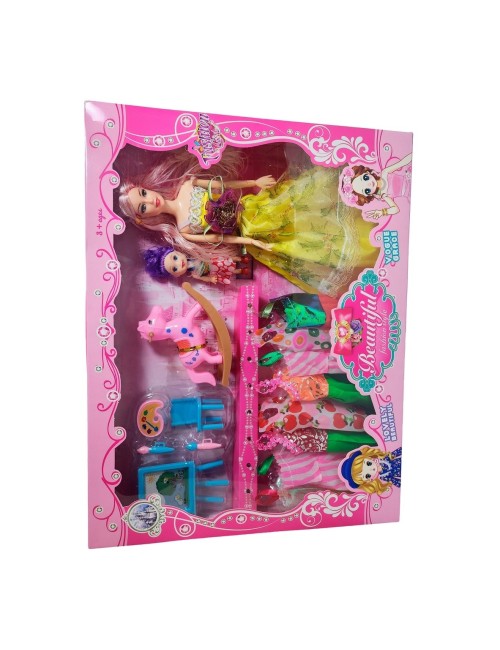Muñeca Con Vestidos Con Hija Y Caballo Accesorios Juguete