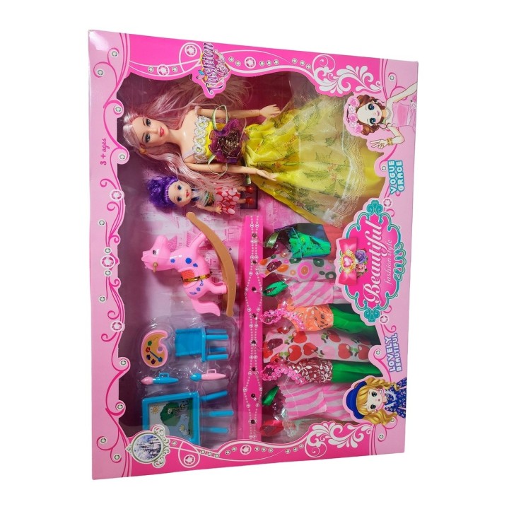 Muñeca Con Vestidos Con Hija Y Caballo Accesorios Juguete