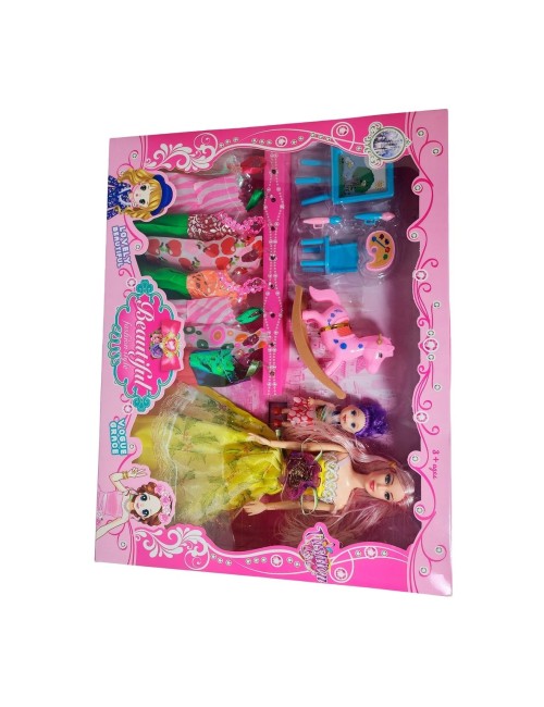 Muñeca Con Vestidos Con Hija Y Caballo Accesorios Juguete