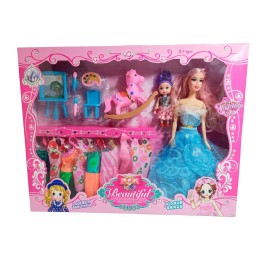 Muñeca Con Vestidos Con Hija Y Caballo Accesorios Juguete
