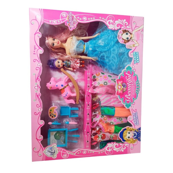 Muñeca Con Vestidos Con Hija Y Caballo Accesorios Juguete