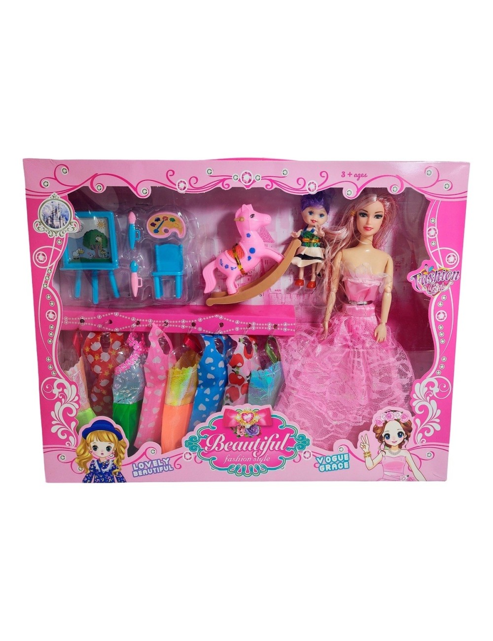 Muñeca Con Vestidos Con Hija Y Caballo Accesorios Juguete