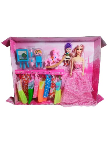 Muñeca Con Vestidos Con Hija Y Caballo Accesorios Juguete