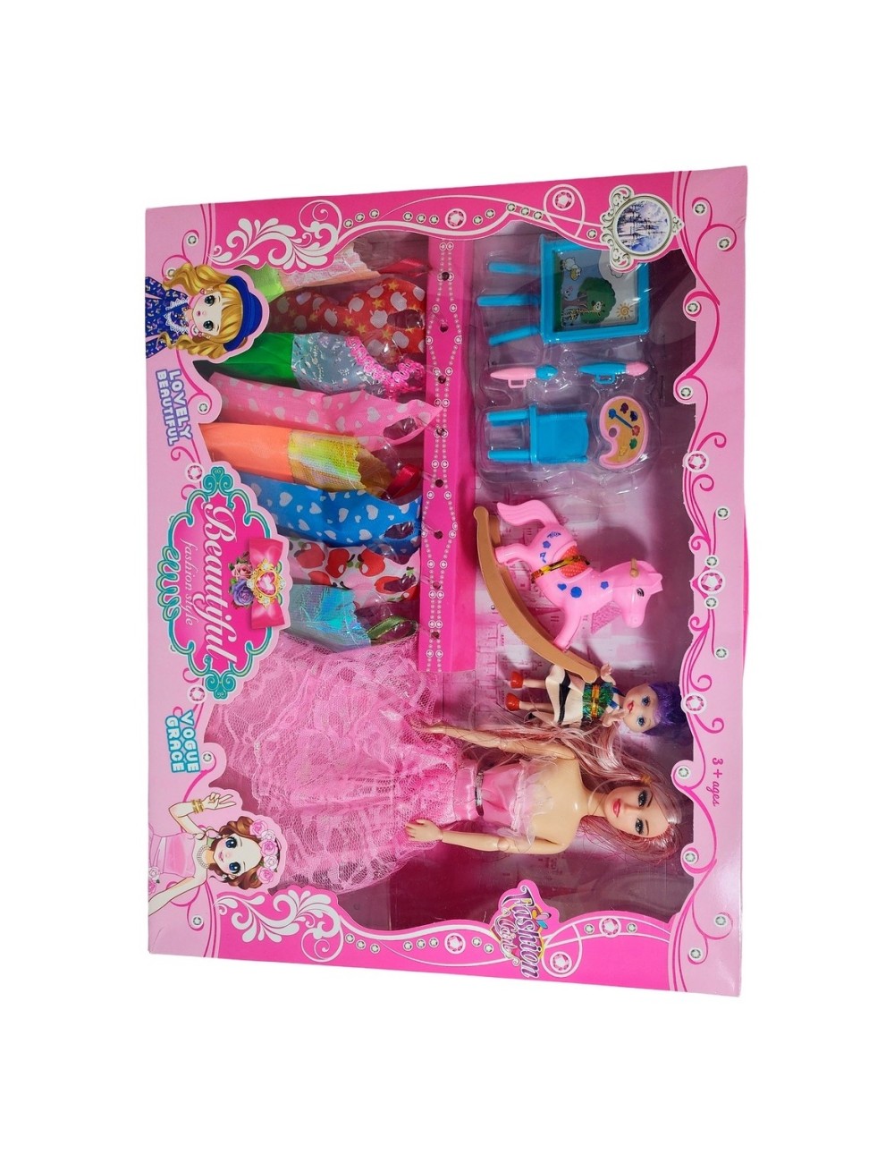 Muñeca Con Vestidos Con Hija Y Caballo Accesorios Juguete