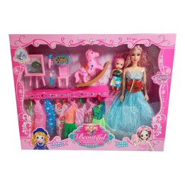 Muñeca Con Vestidos Con Hija Y Caballo Accesorios Juguete