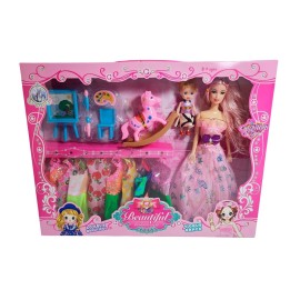 Muñeca Con Vestidos Con Hija Y Caballo Accesorios Juguete
