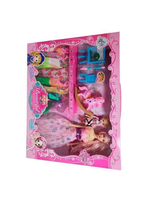 Muñeca Con Vestidos Con Hija Y Caballo Accesorios Juguete