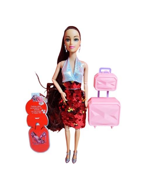 Muñeca Vestido De Lentejuelas + Accesorios Juguete Niñas