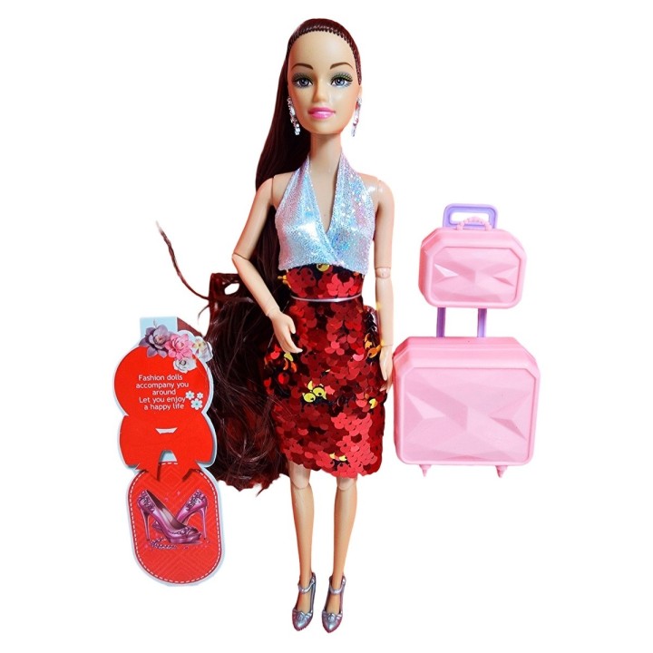Muñeca Vestido De Lentejuelas + Accesorios Juguete Niñas