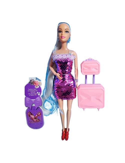 Muñeca Vestido De Lentejuelas + Accesorios Juguete Niñas