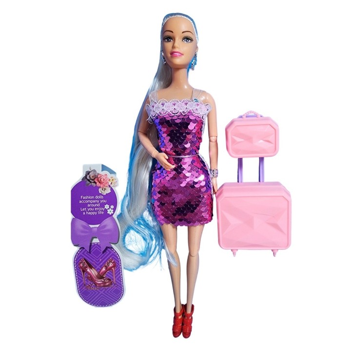 Muñeca Vestido De Lentejuelas + Accesorios Juguete Niñas