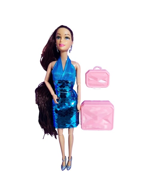 Muñeca Vestido De Lentejuelas + Accesorios Juguete Niñas