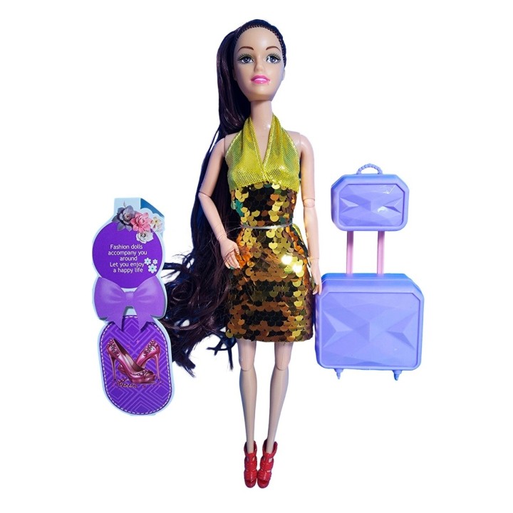 Muñeca Vestido De Lentejuelas + Accesorios Juguete Niñas