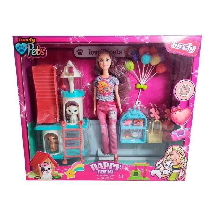 Muñeca Vestido Juguete Niñas + Mascotas Y Accesorios