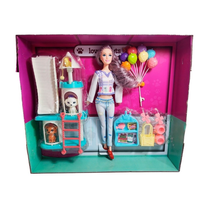 Muñeca Vestido Juguete Niñas + Mascotas Y Accesorios