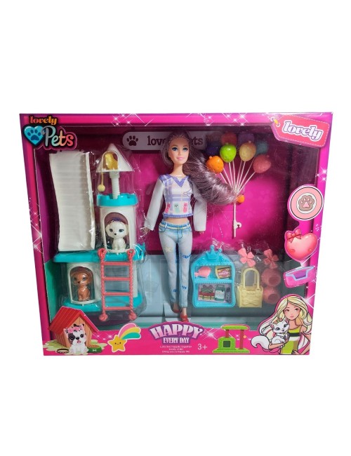 Muñeca Vestido Juguete Niñas + Mascotas Y Accesorios