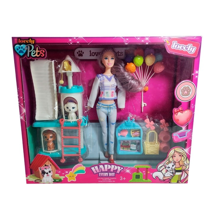 Muñeca Vestido Juguete Niñas + Mascotas Y Accesorios