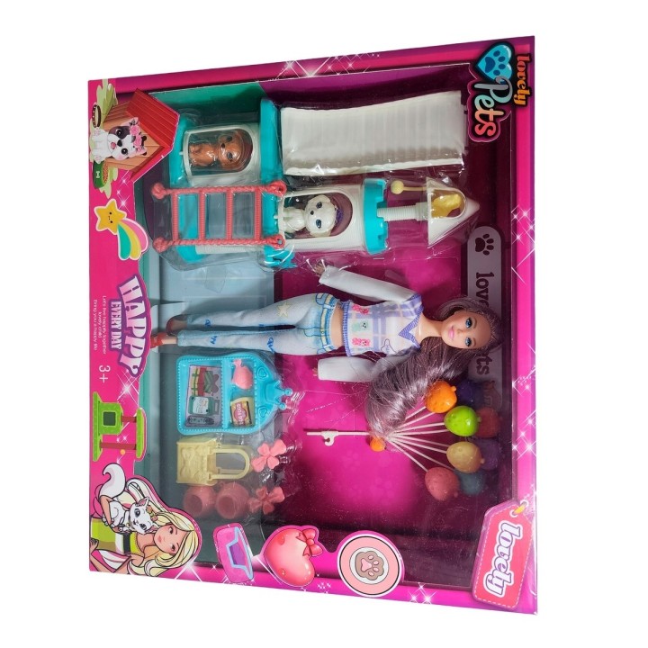 Muñeca Vestido Juguete Niñas + Mascotas Y Accesorios