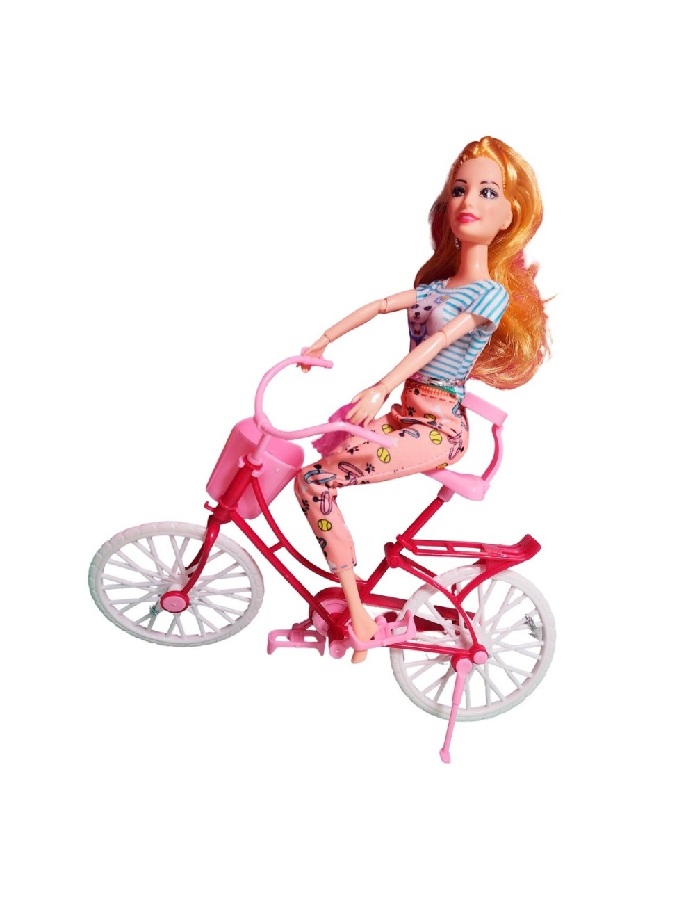 Muñeca En Bicicleta Juguete Niñas + Mascota Y Accesorios
