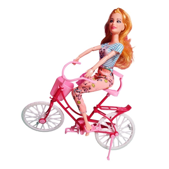 Muñeca En Bicicleta Juguete Niñas + Mascota Y Accesorios