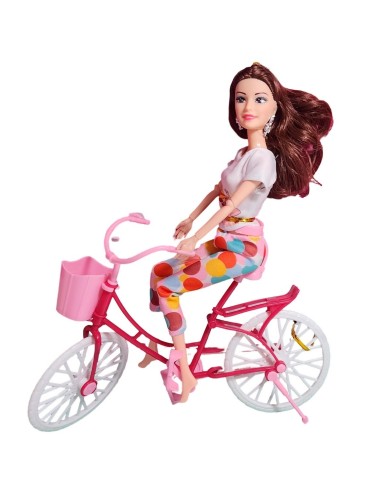 Muñeca En Bicicleta Juguete Niñas + Mascota Y Accesorios