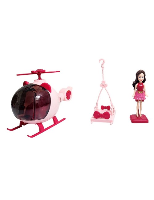 Muñeca Personalizable Con Vestidos Y Cabello + Helicoptero