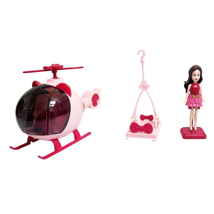 Muñeca Personalizable Con Vestidos Y Cabello + Helicoptero