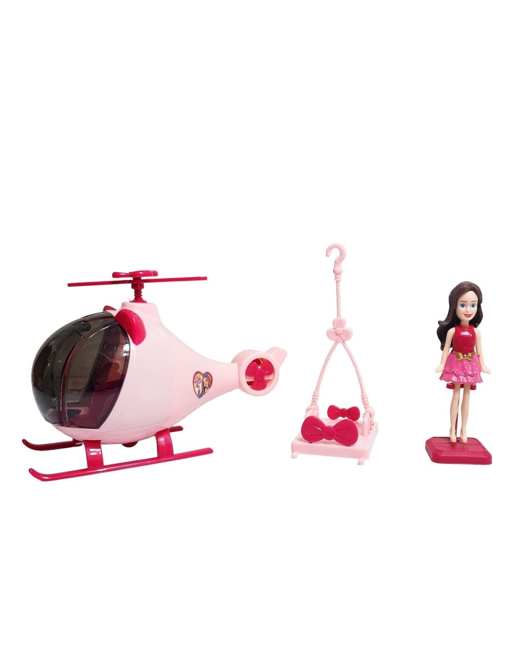 Muñeca Personalizable Con Vestidos Y Cabello + Helicoptero