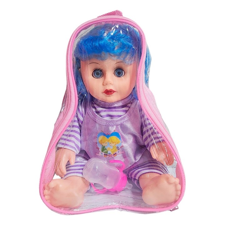 Muñeca Tierna En Pijama Con Tetero En Bolso Juguete Niñas