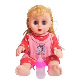 Muñeca Tierna En Pijama Con Tetero En Bolso Juguete Niñas