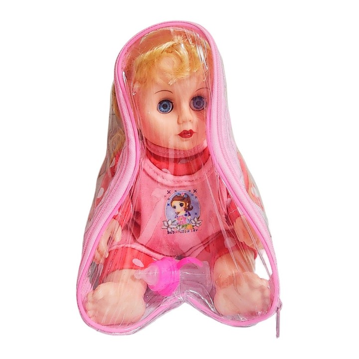 Muñeca Tierna En Pijama Con Tetero En Bolso Juguete Niñas
