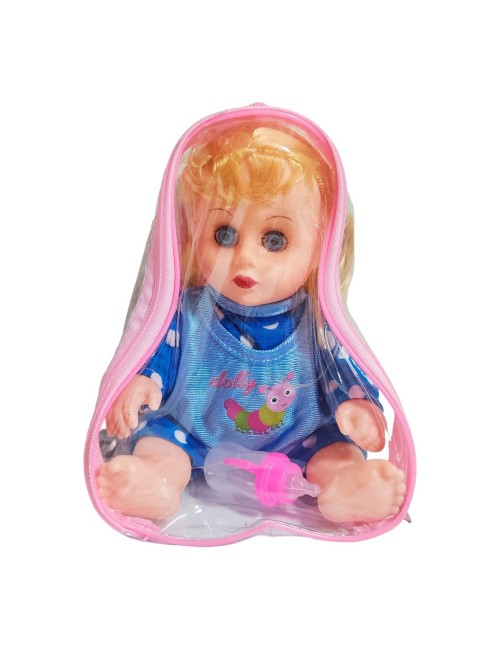 Muñeca Tierna En Pijama Con Tetero En Bolso Juguete Niñas