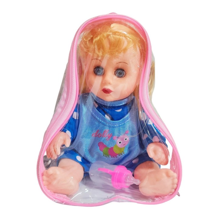 Muñeca Tierna En Pijama Con Tetero En Bolso Juguete Niñas