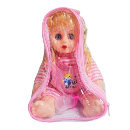 Muñeca Tierna En Pijama Con Tetero En Bolso Juguete Niñas