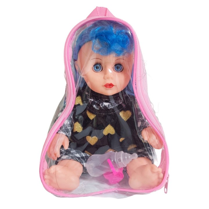 Muñeca Tierna En Pijama Con Tetero En Bolso Juguete Niñas