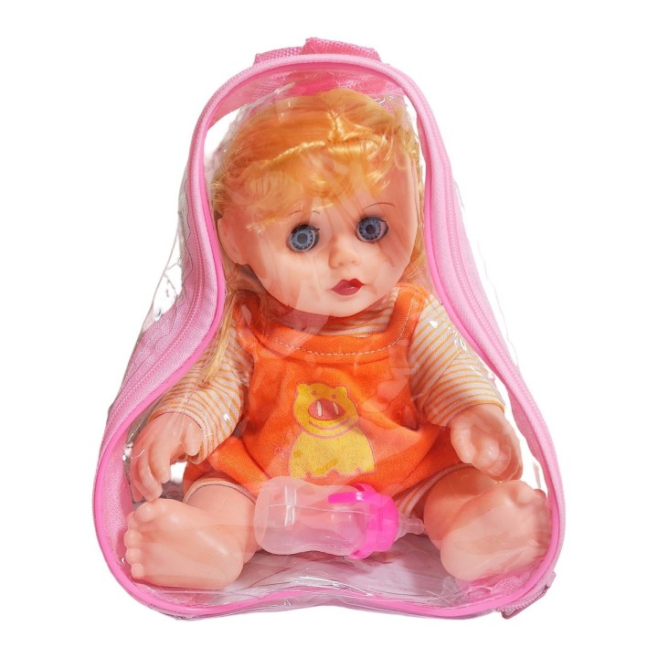 Muñeca Tierna En Pijama Con Tetero En Bolso Juguete Niñas