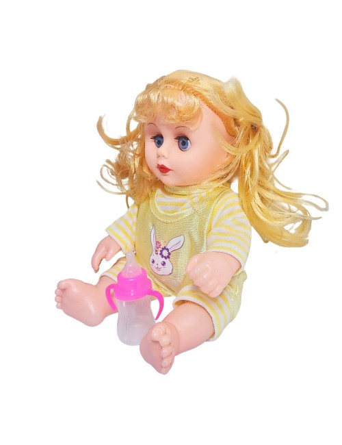 Muñeca Tierna En Pijama Con Tetero En Bolso Juguete Niñas