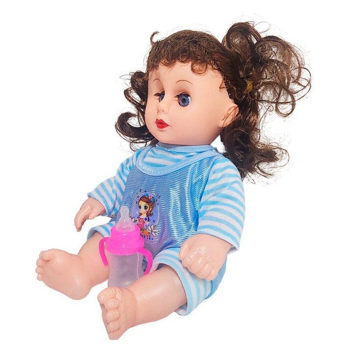 Muñeca Tierna En Pijama Con Tetero En Bolso Juguete Niñas