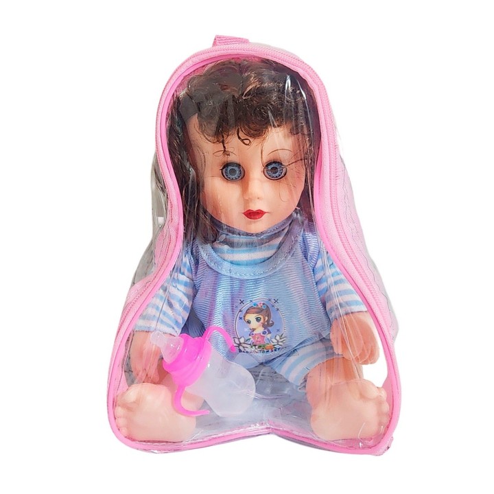 Muñeca Tierna En Pijama Con Tetero En Bolso Juguete Niñas