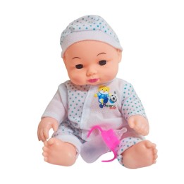 Muñeco Bebe Pijama Con Tetero En Bolso Juguete Niñas