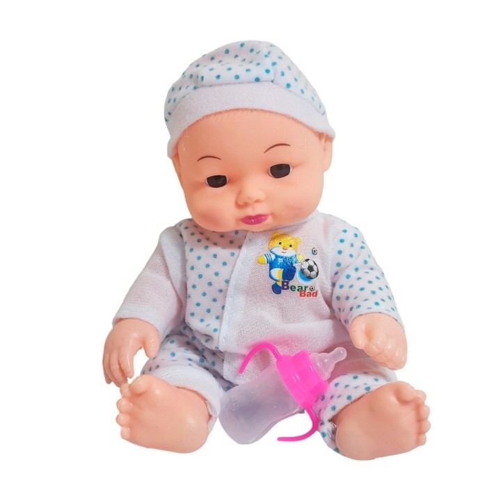 Muñeco Bebe Pijama Con Tetero En Bolso Juguete Niñas