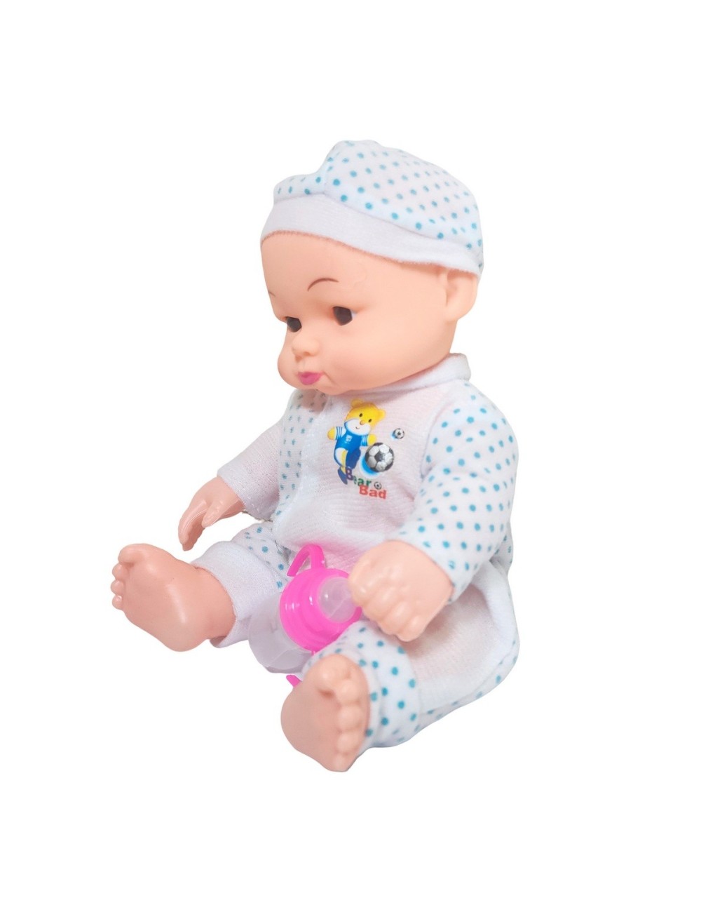 Muñeco Bebe Pijama Con Tetero En Bolso Juguete Niñas