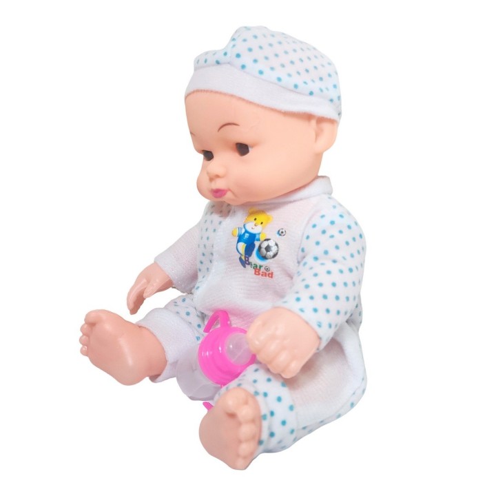 Muñeco Bebe Pijama Con Tetero En Bolso Juguete Niñas