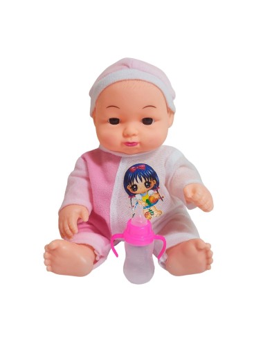 Muñeco Bebe Pijama Con Tetero En Bolso Juguete Niñas