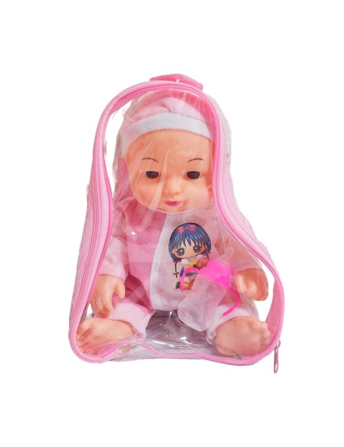 Muñeco Bebe Pijama Con Tetero En Bolso Juguete Niñas
